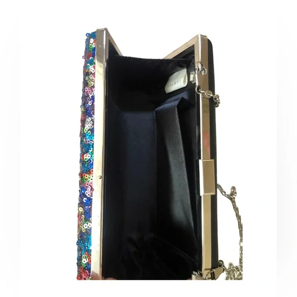 Glitzy Womens Clutch Handbag with Chain - Picture 5 of 6